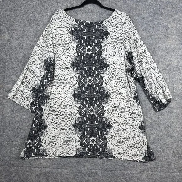 Rose & Olive Women's Boho Paisley Print Rayon Blend Lace Trim Top Size 3X - Picture 9 of 15